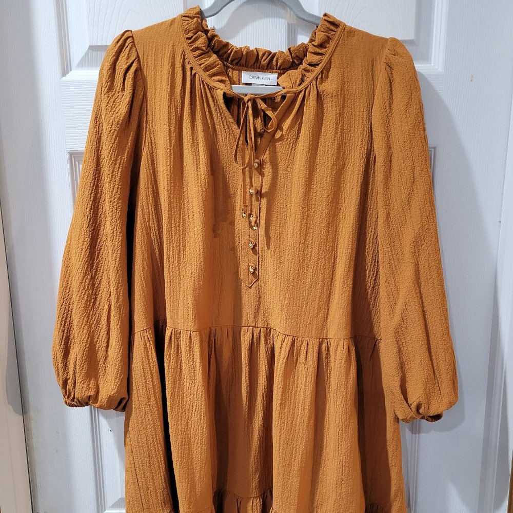 Women's Calvin Klein Dress, flutter long sleeve, flowy comfortable fit